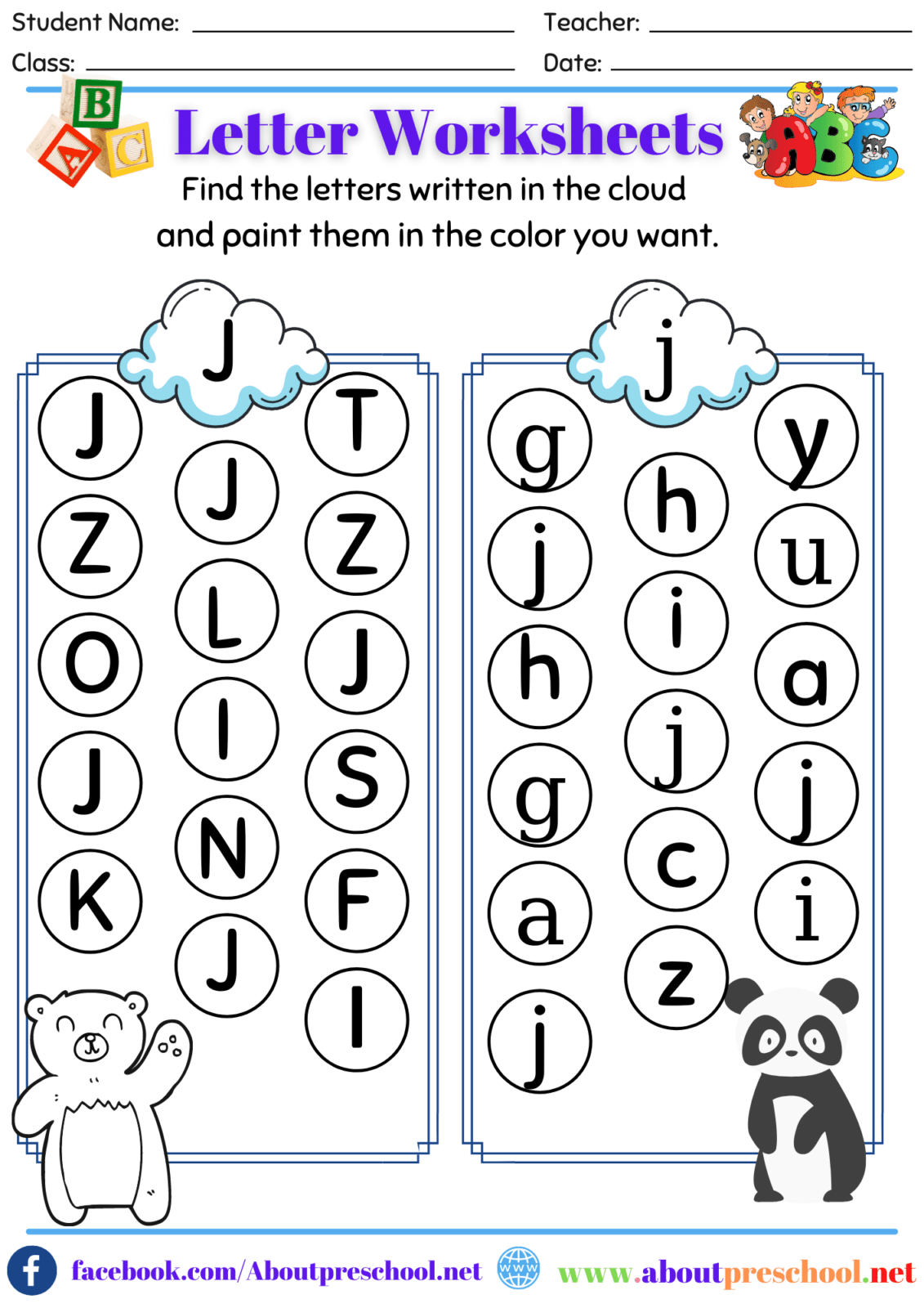 Letter J Worksheets About Preschool