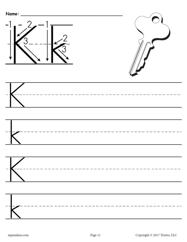 Letter K Handwriting Worksheet