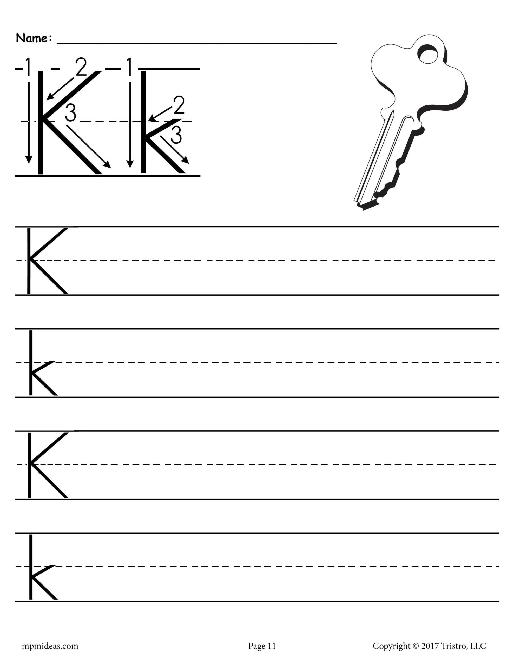 Letter K Handwriting Worksheet