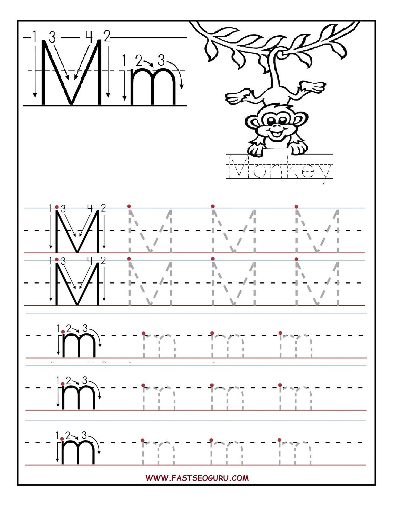 Letter M Template For Preschool Tracing Worksheets Dot To Dot Name