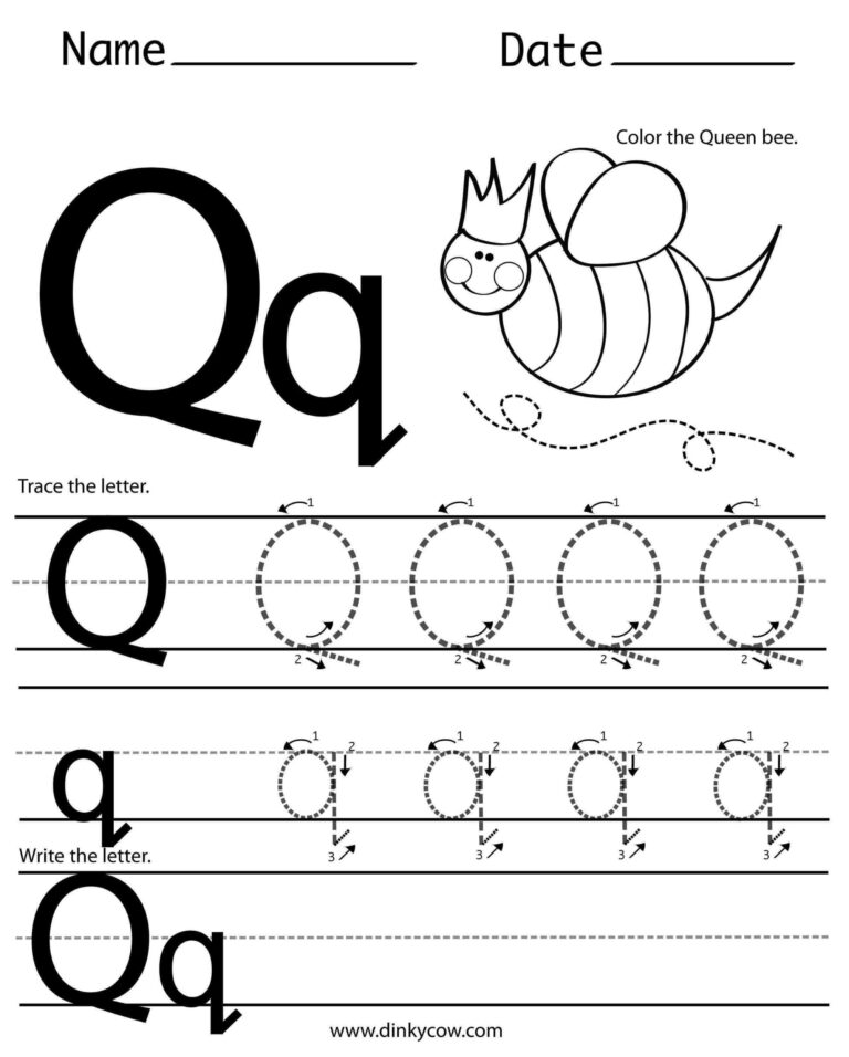 Letter Q Tracing And Coloring Worksheets For Preschool Dot To Dot 