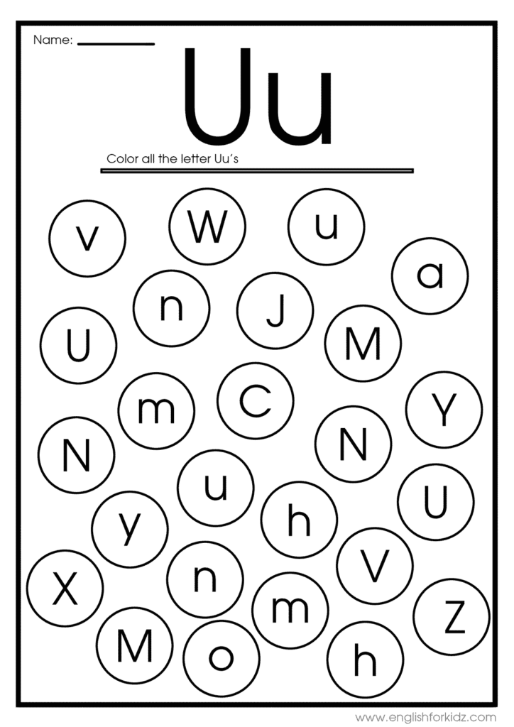 Letter U Printable Worksheets