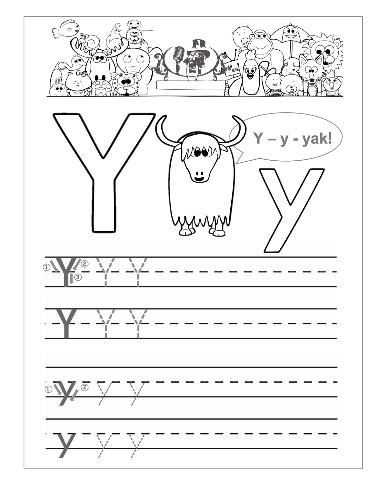 Letter Y Printable Worksheets