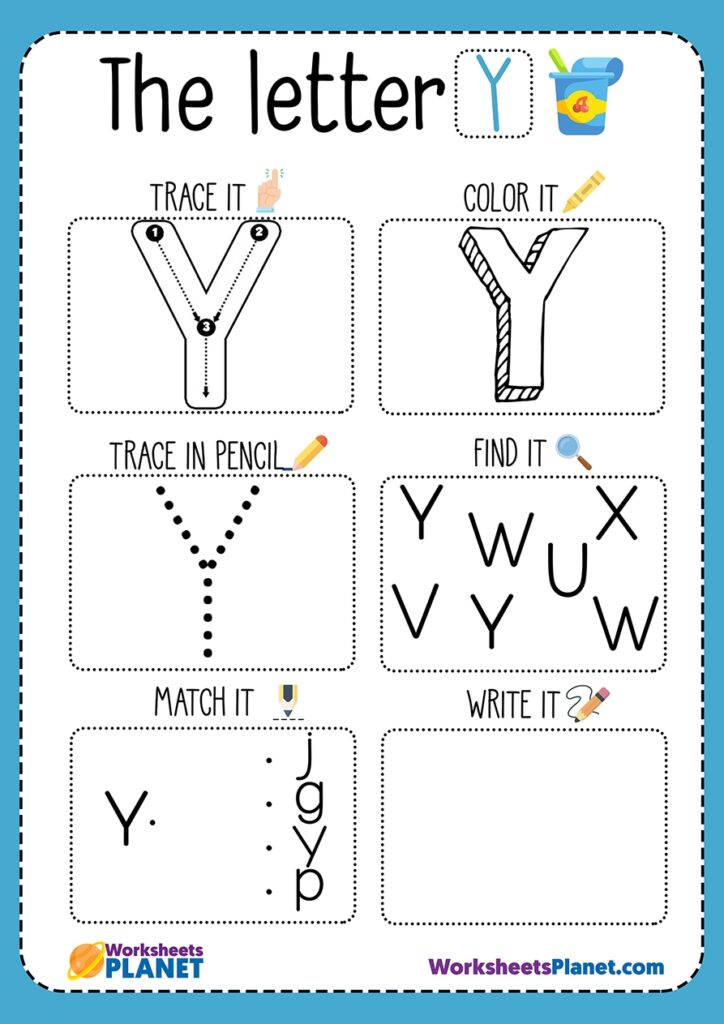 Letter Y Printable Worksheets