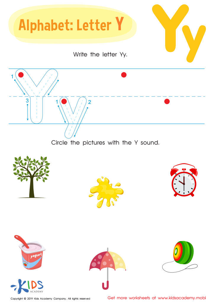 Letter Y Worksheet Free Tracing Sheet For Kids