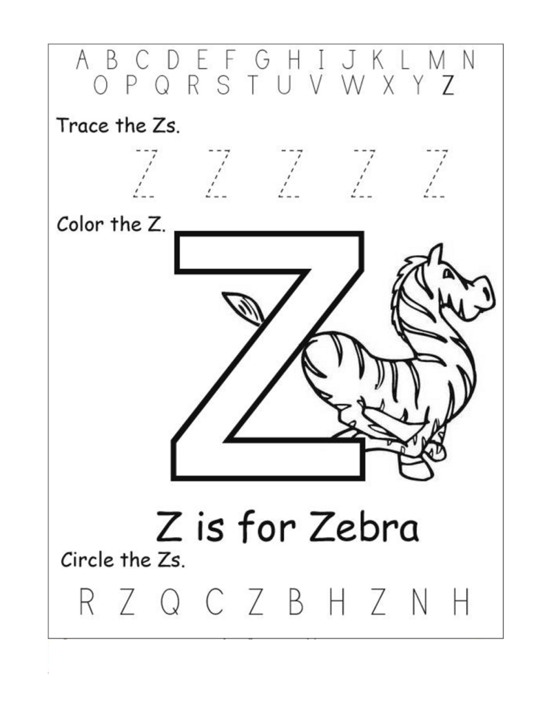 Letter Z Worksheets For Kindergarten Activity Shelter