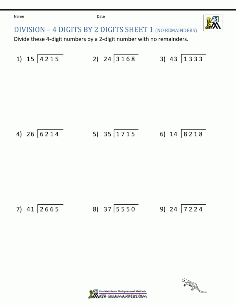 Long Division Worksheets For 5th Grade