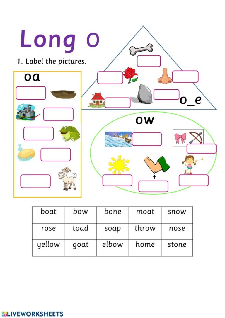 Long Vowel O Worksheets WorksheetsCity