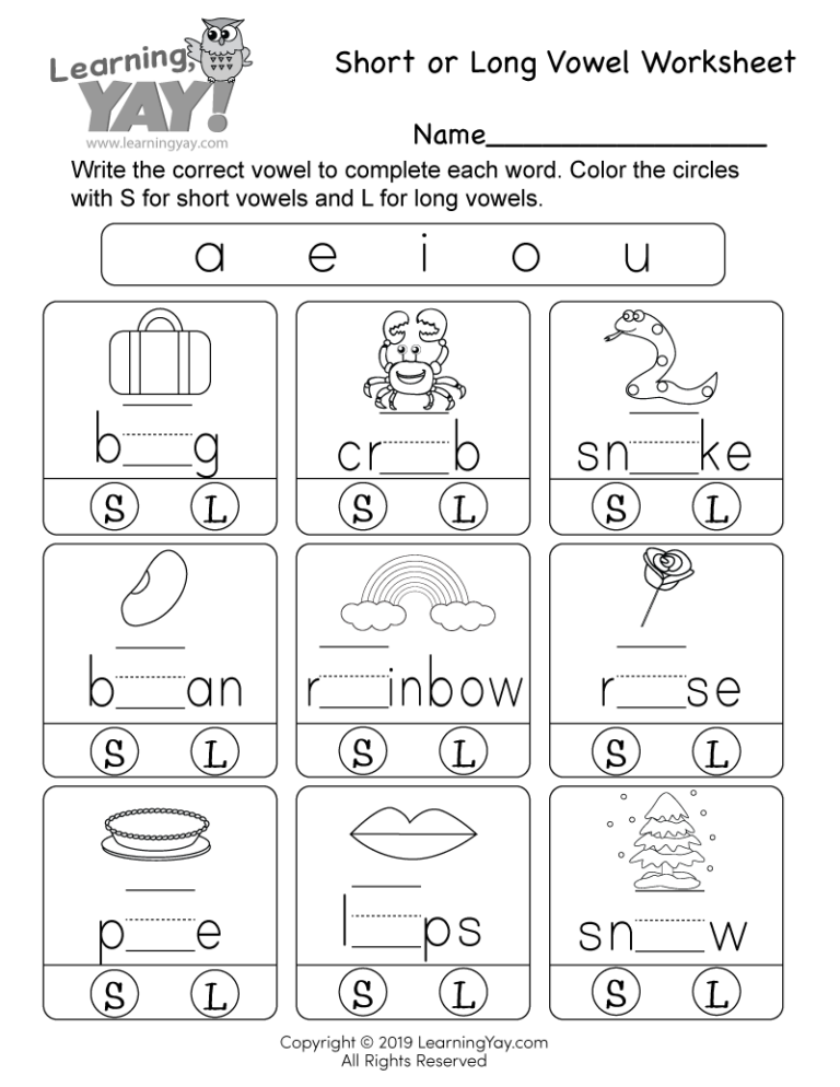 Long Vowel Worksheets 1st Grade