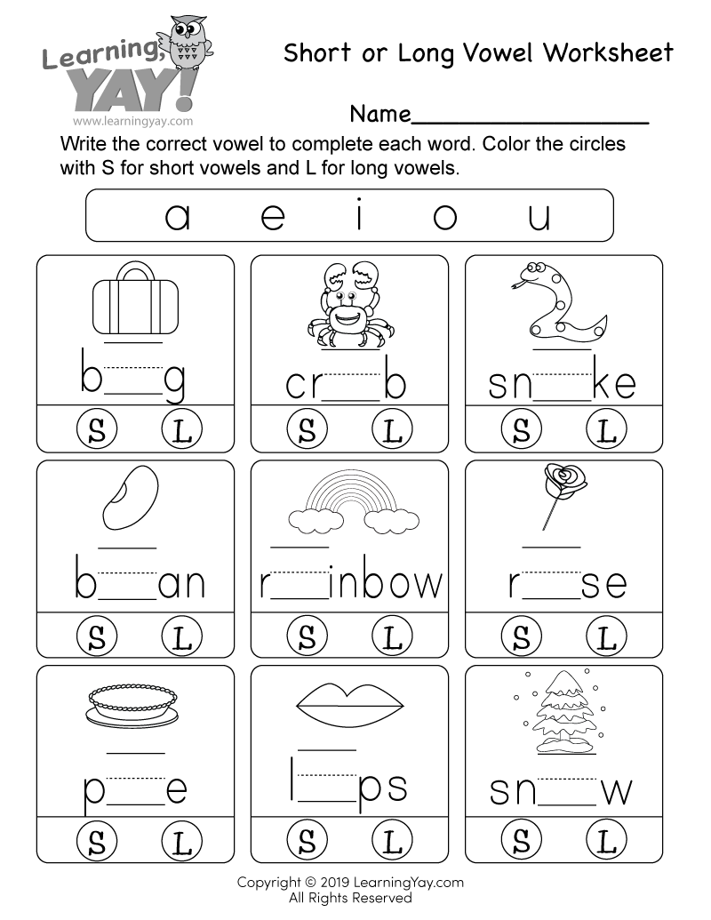 Long Vowel Worksheets 1st Grade