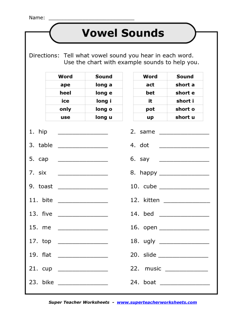 Long Vowels And Short Vowels Worksheets