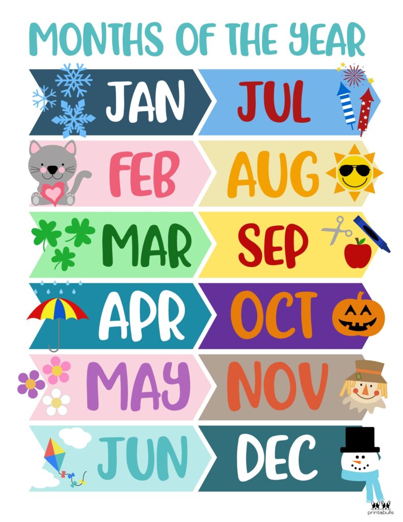 Months Of The Year Free Printable