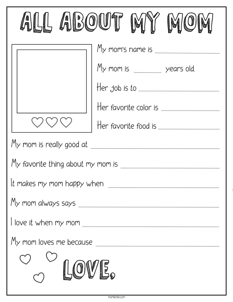 Mother s Day Questionnaire All About My Mom Printable Mom Printable 