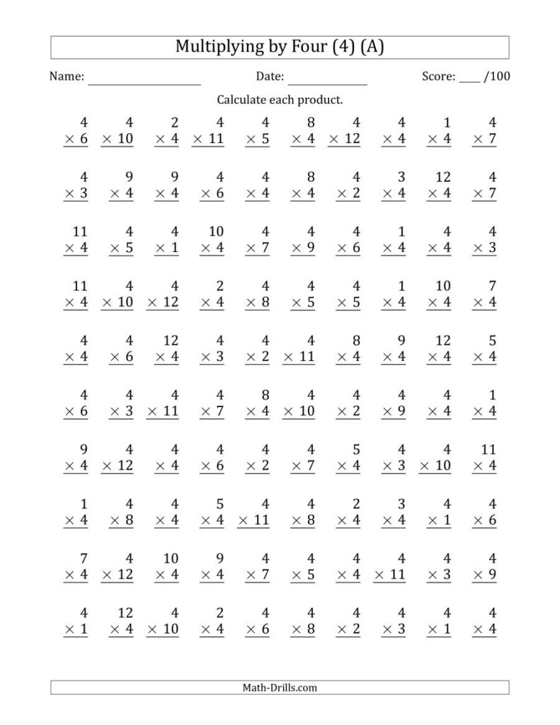 Multiplication Worksheets X4 PrintableMultiplication