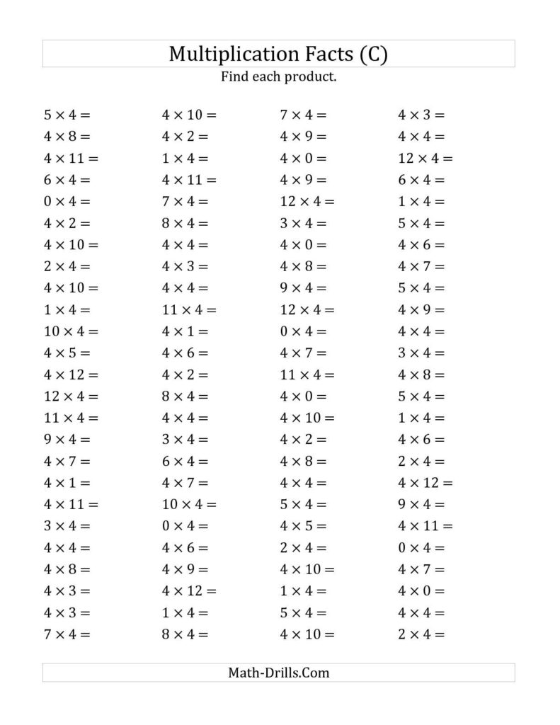 Multiplication Worksheets X4 PrintableMultiplication