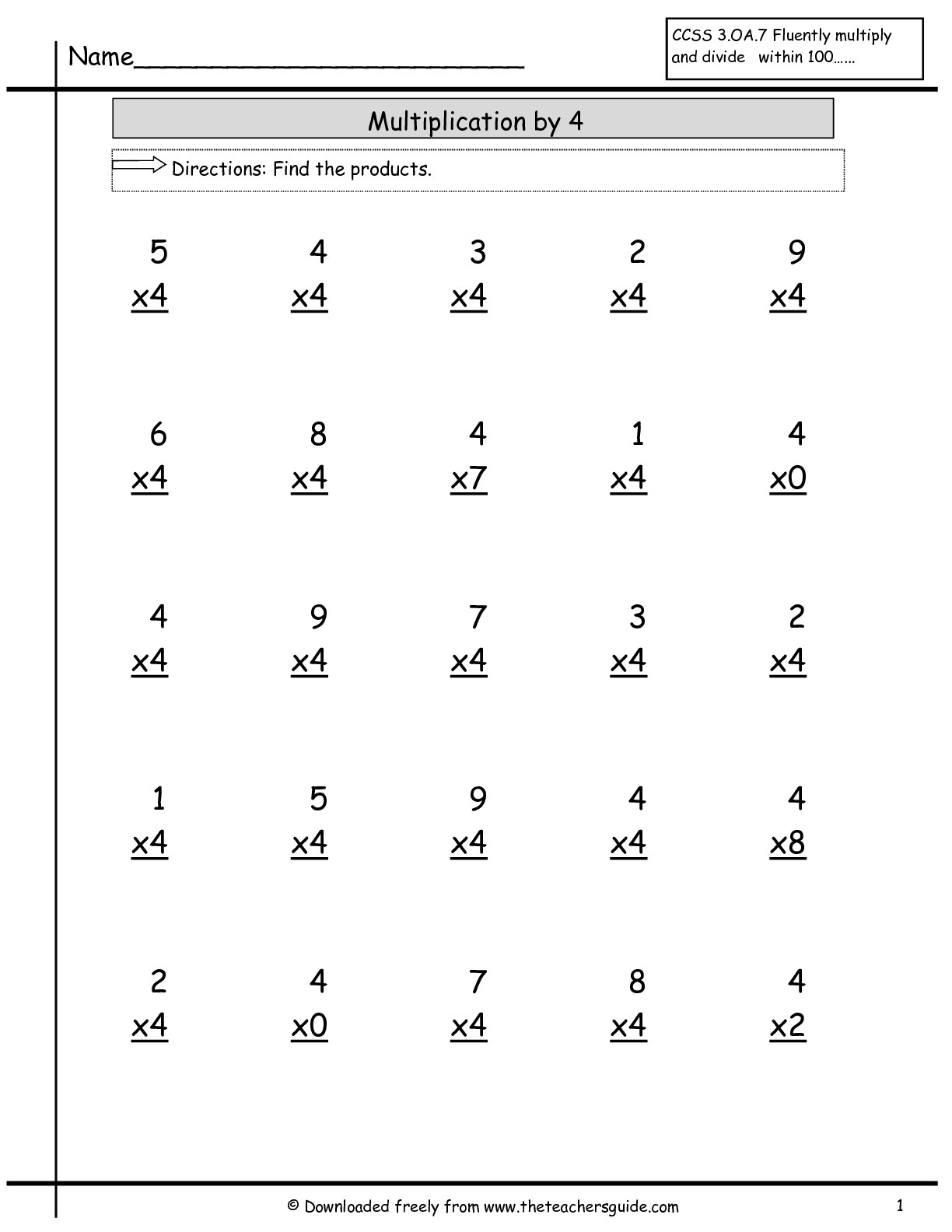 Multiplication Worksheets X4 PrintableMultiplication