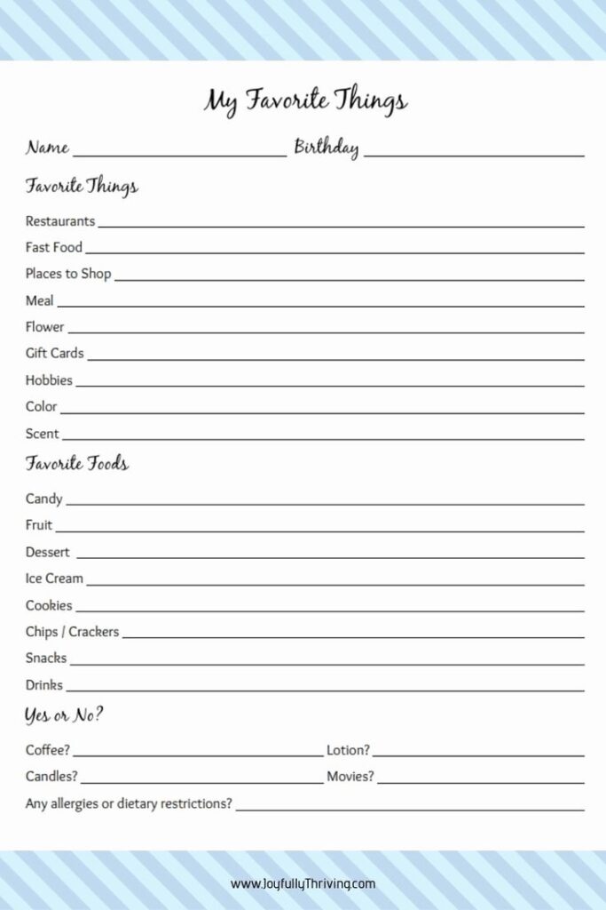 My Favorites Printable Worksheet