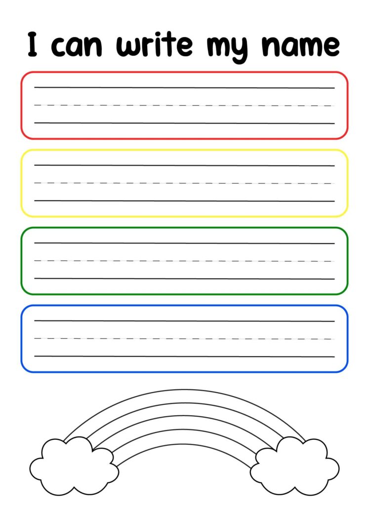 Name Tracing Worksheets With Rainbows And Clouds