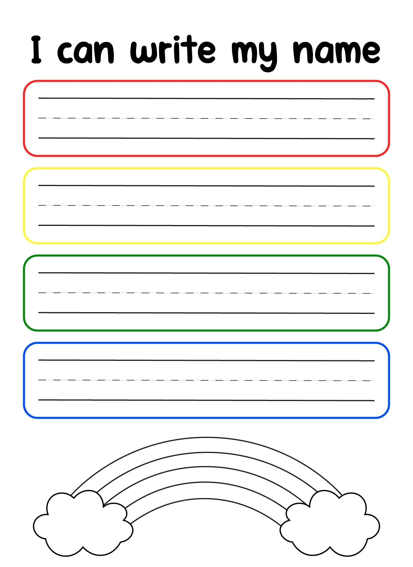 Name Tracing Worksheets With Rainbows And Clouds