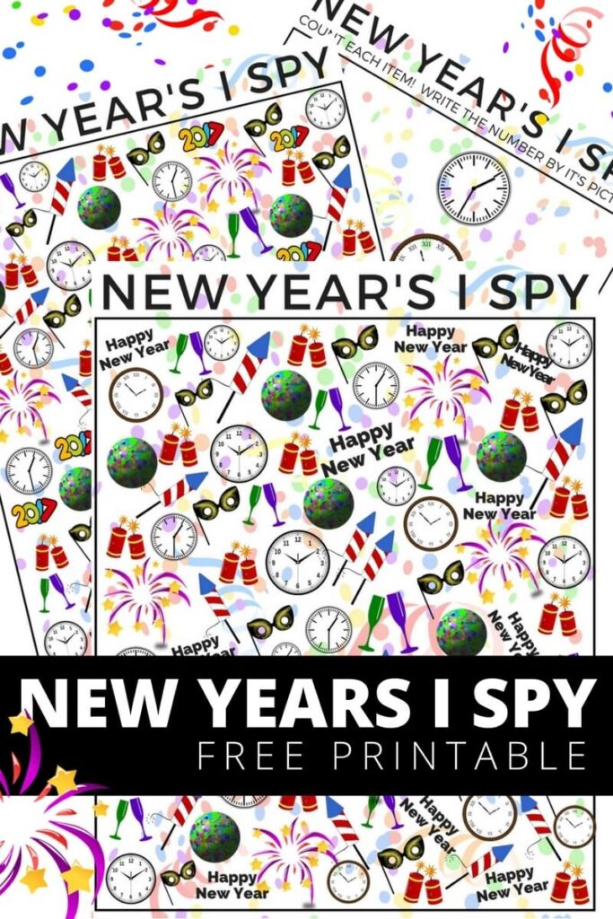 New Years Counting I SPY Activity For Kids FREE Printable Pages 