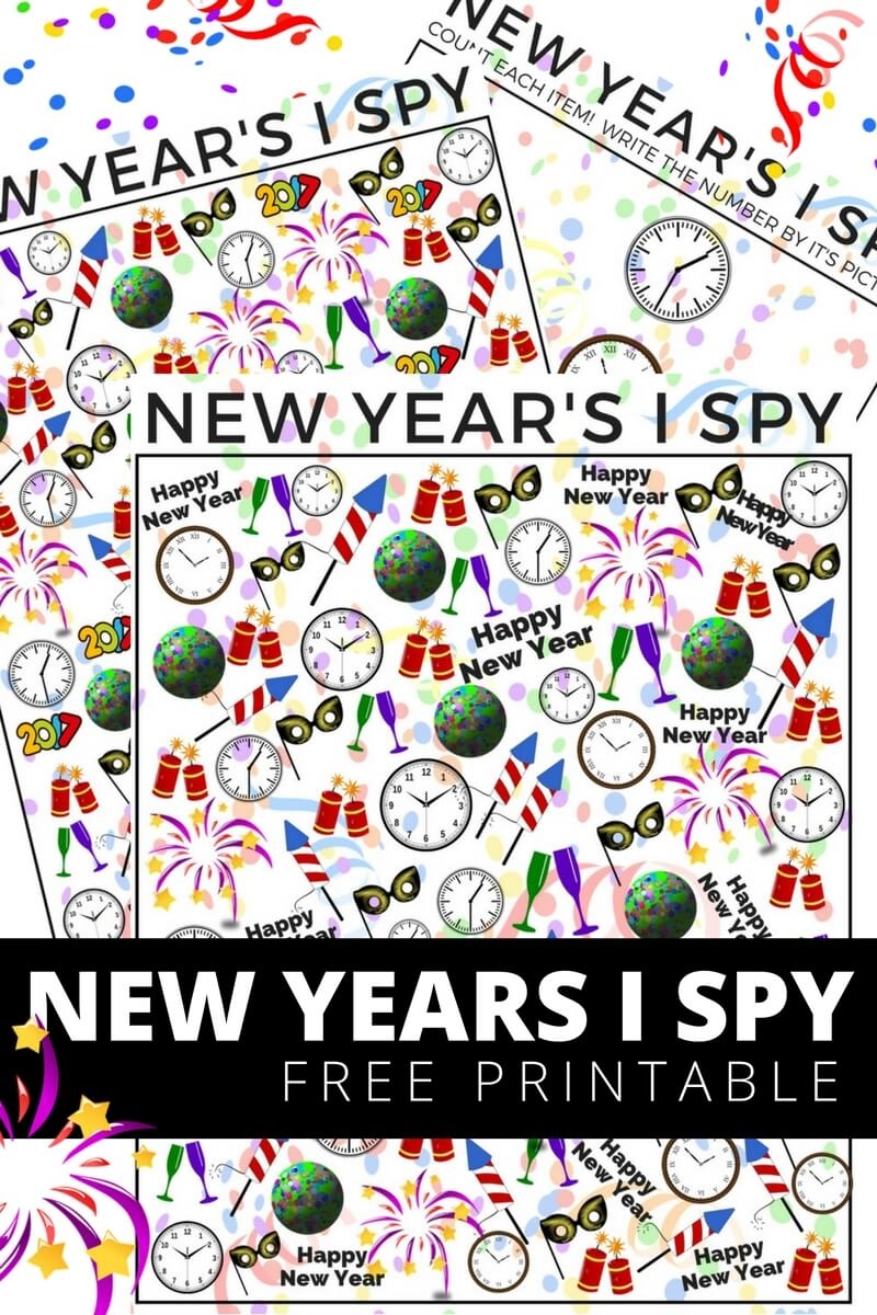 New Years Counting I SPY Activity For Kids FREE Printable Pages