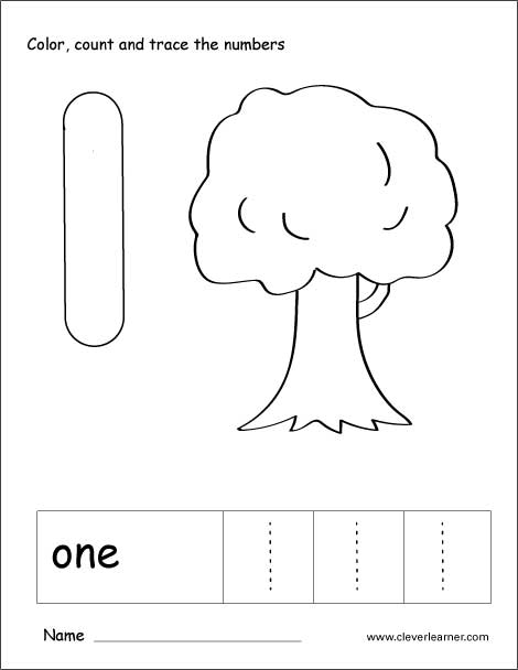 Number One Writing Counting And Recognition Printable Worksheets For 