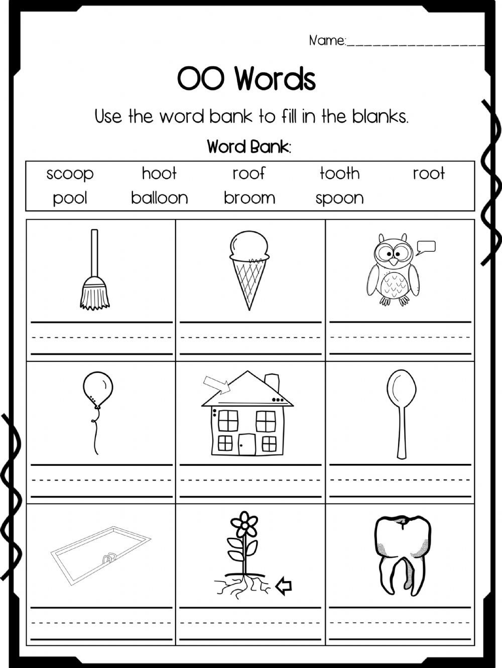 Oo Vowel Team Worksheets