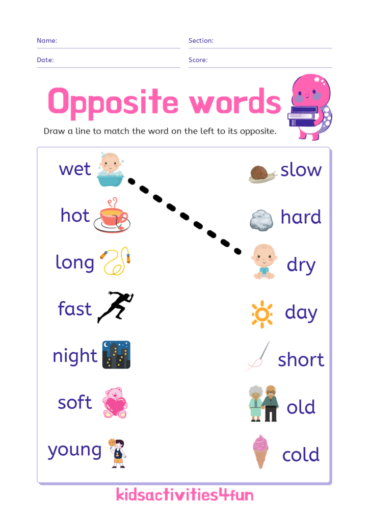 Opposites Kindergarten Worksheet Printables