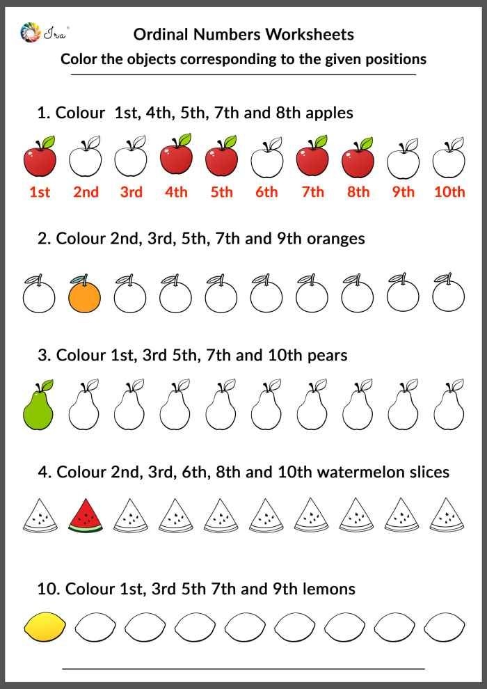 Ordinal Numbers 1 To 20 Worksheets