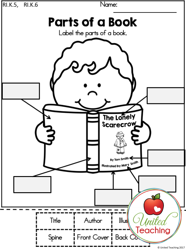 Parts Of A Book Worksheet Free Printable