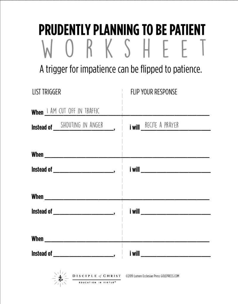 Patience Worksheet Openlight Media