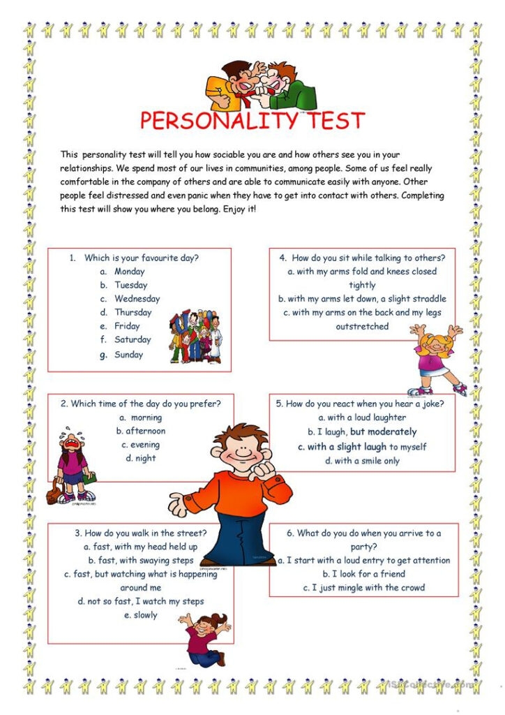 Personality Quiz Printable Worksheet Peggy Worksheets