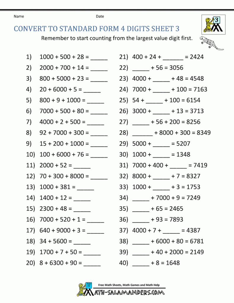 Place Value Worksheets Grade 3 Free Printable FREE PRINTABLE