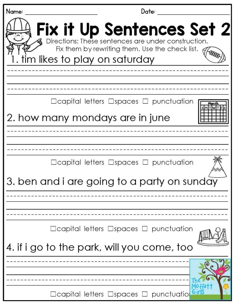 Practice Sentences For First Graders