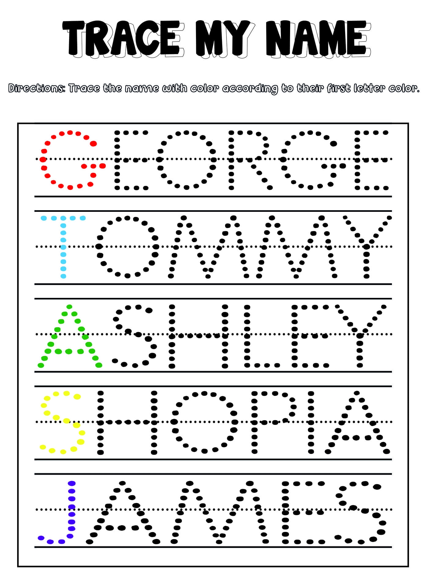 Preschool Name Tracing 15 Free PDF Printables Printablee