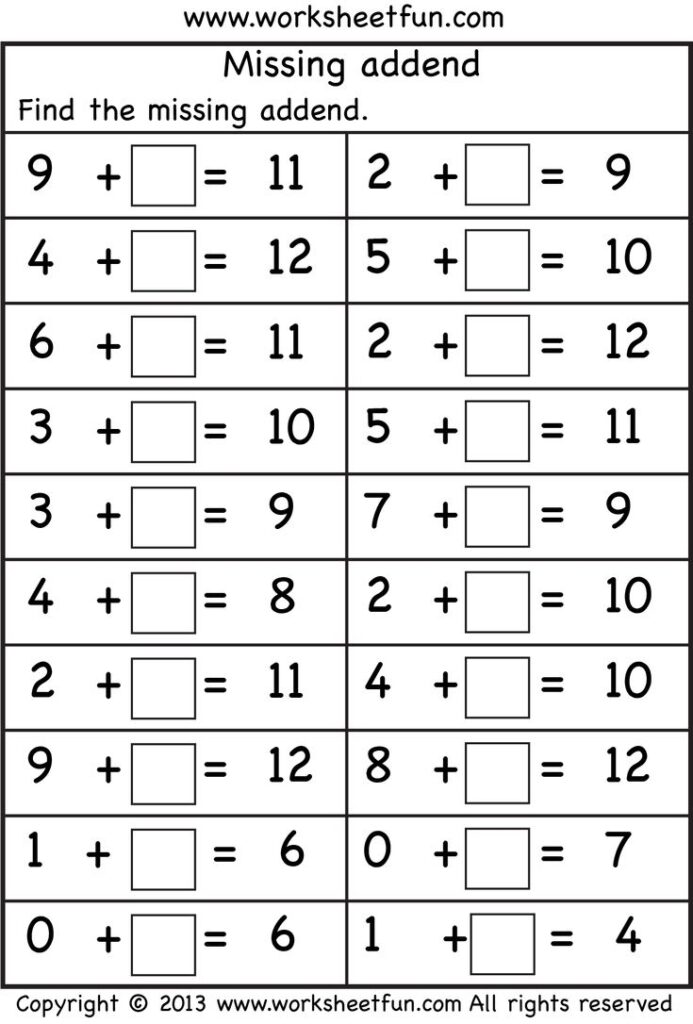 Print 1st Grade Math Worksheets