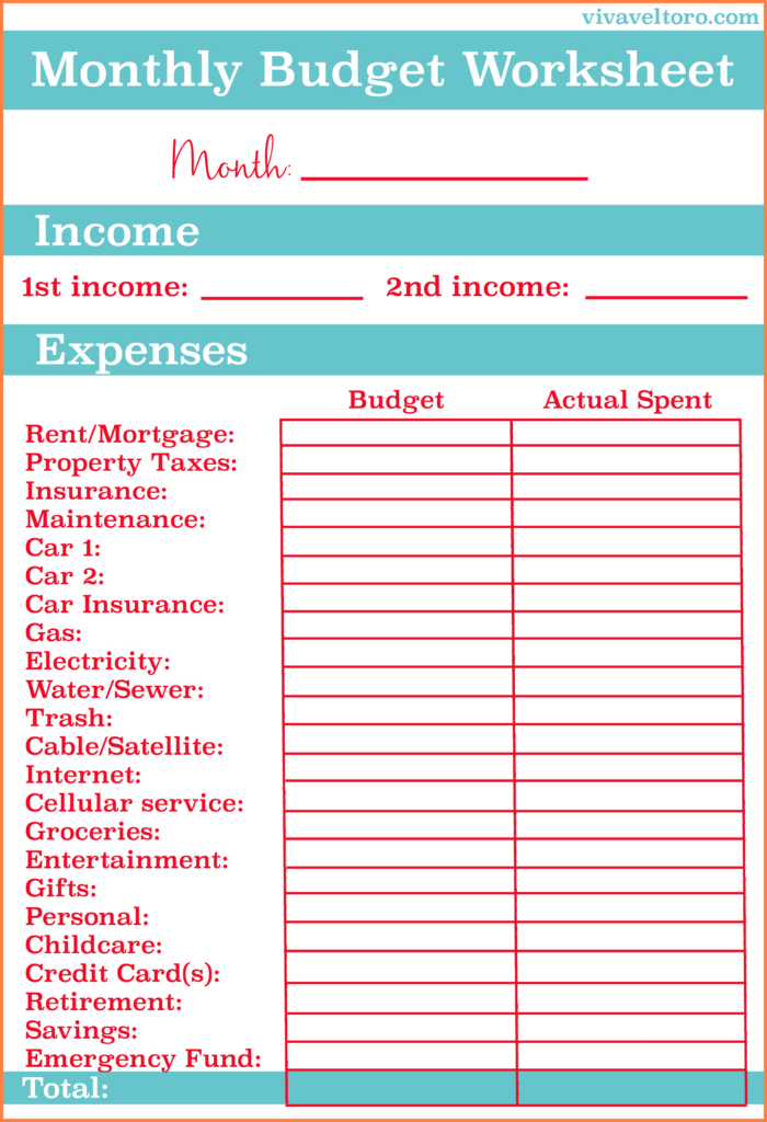 Printable Budget Sheet Free