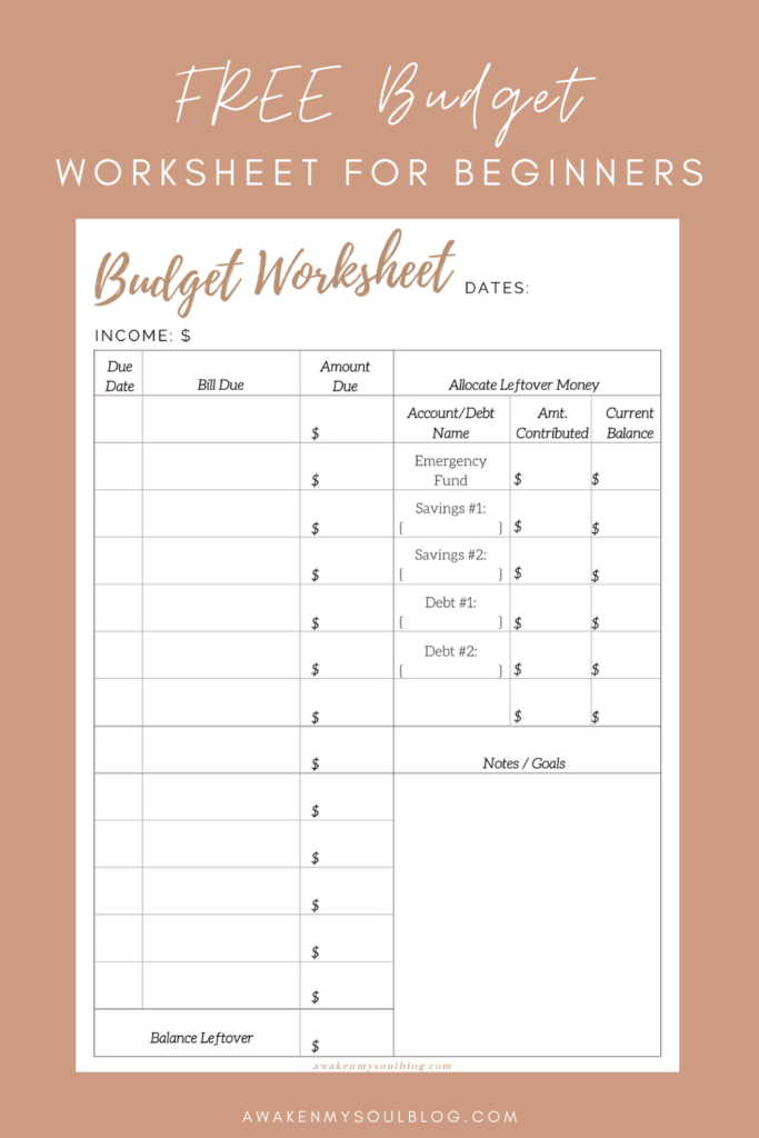 Printable Budgeting Worksheets For Kids