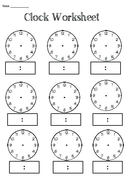 Printable Clock Worksheets