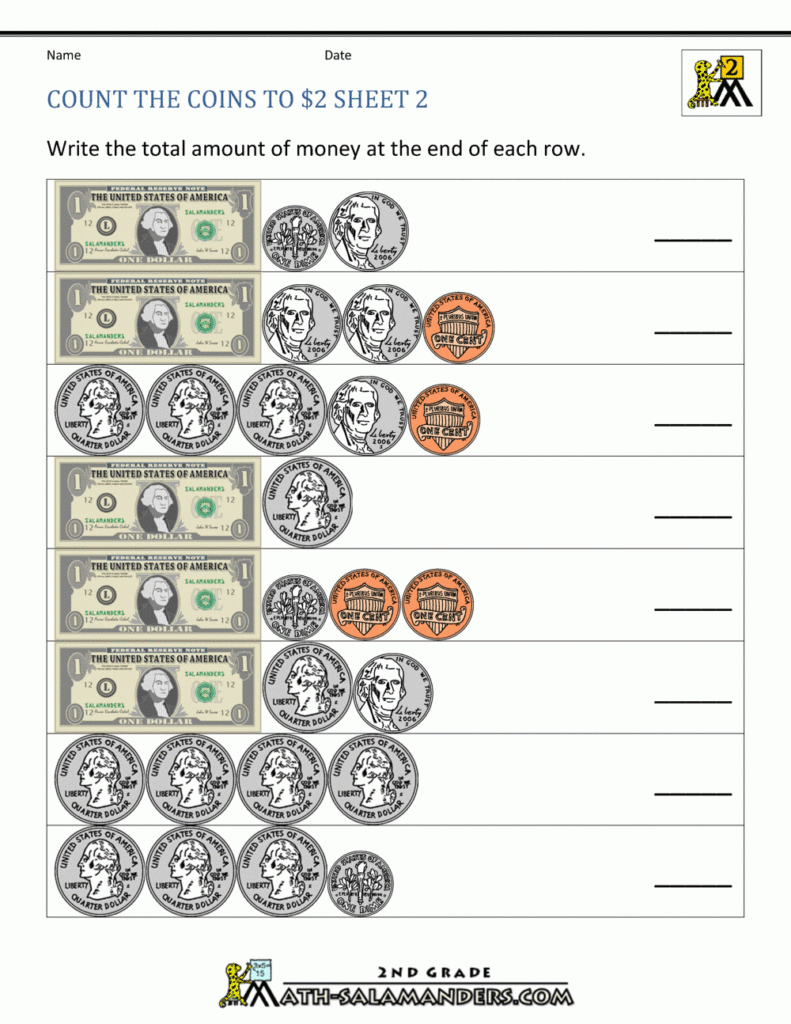 Printable Coin Worksheets 2nd