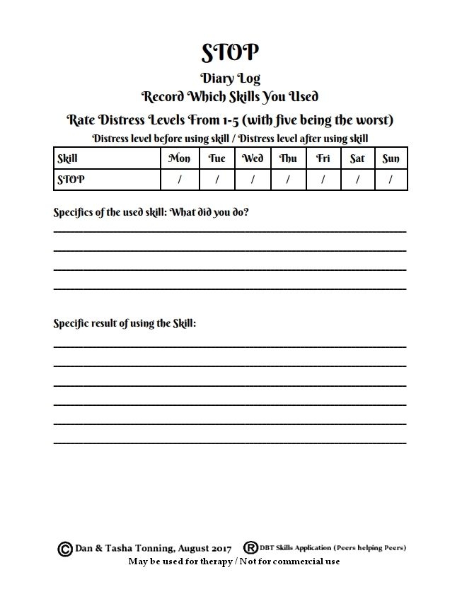 Printable Dbt Worksheets