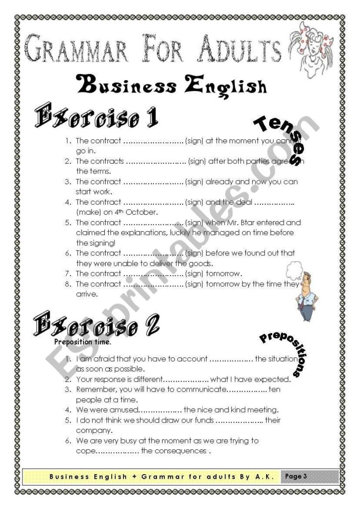 Printable Esl Worksheets For Adults Free Printable Worksheet