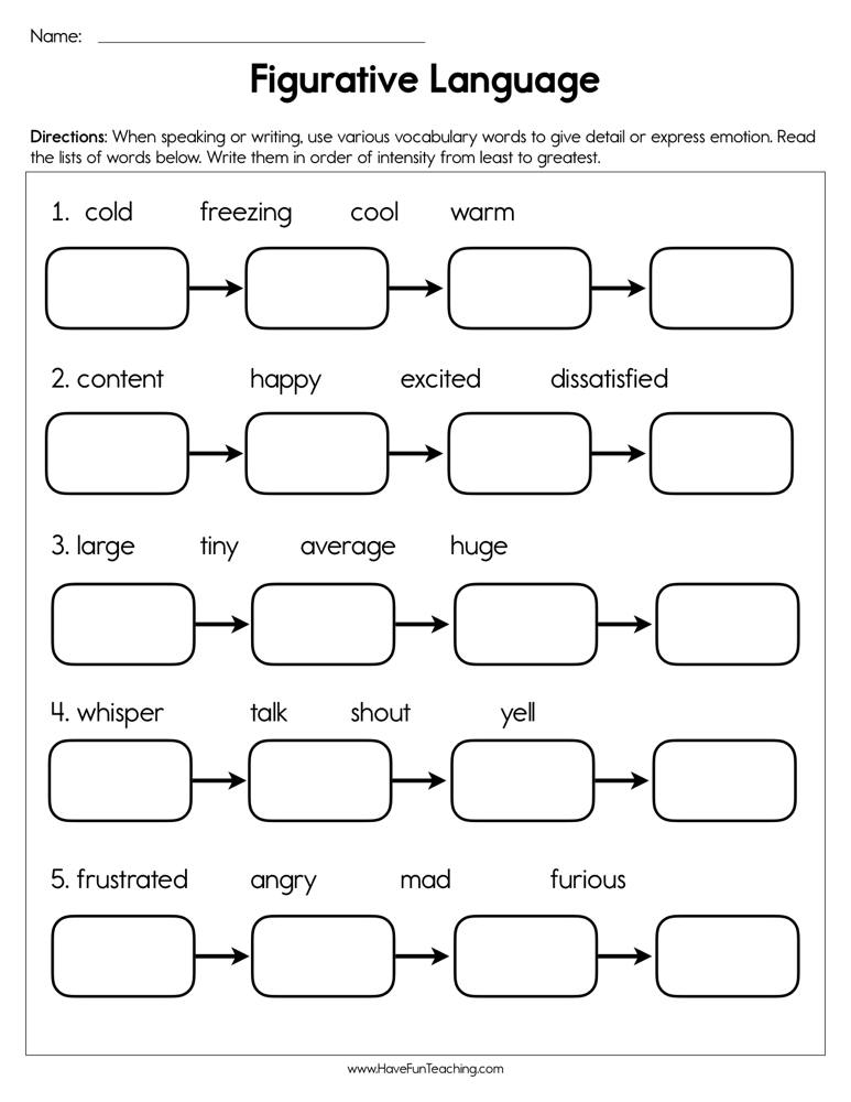 Printable Figurative Language Worksheets