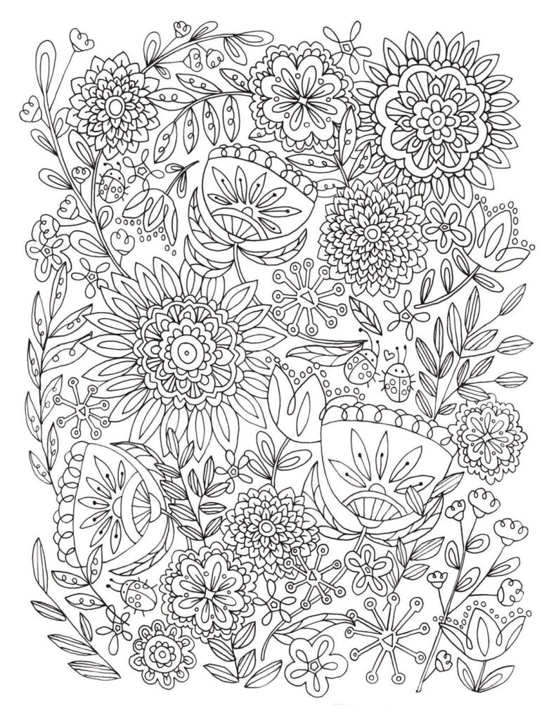 Printable Flower Coloring Pages For Adults K5 Worksheets Printable 