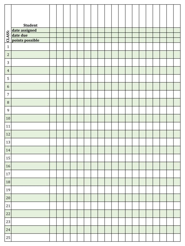 Printable Grading Sheets For Teachers