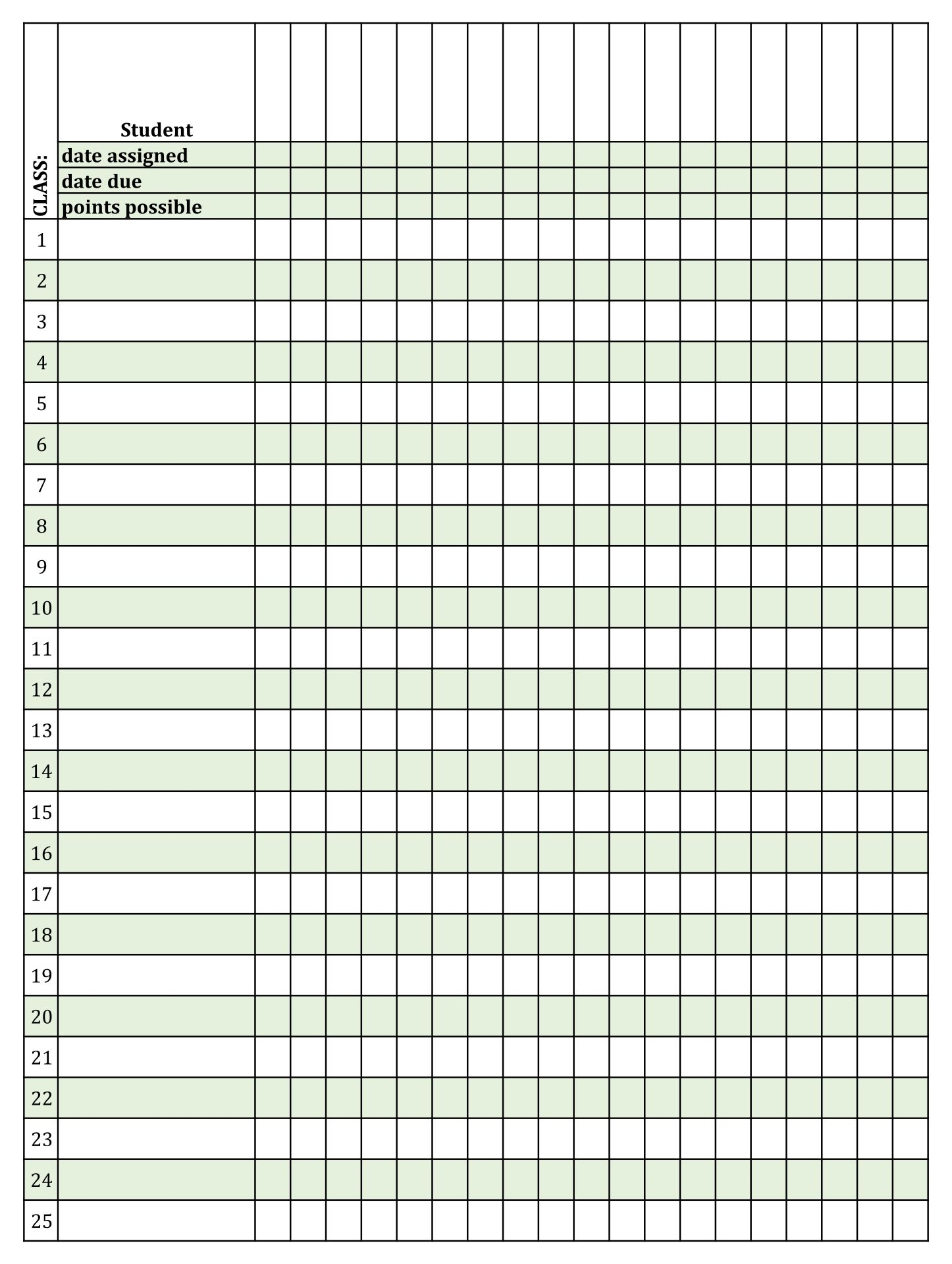 Printable Grading Sheets For Teachers