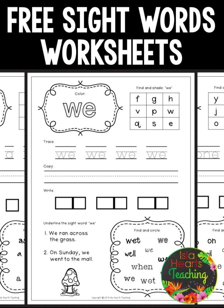 Printable Kindergarten Sight Word Worksheets