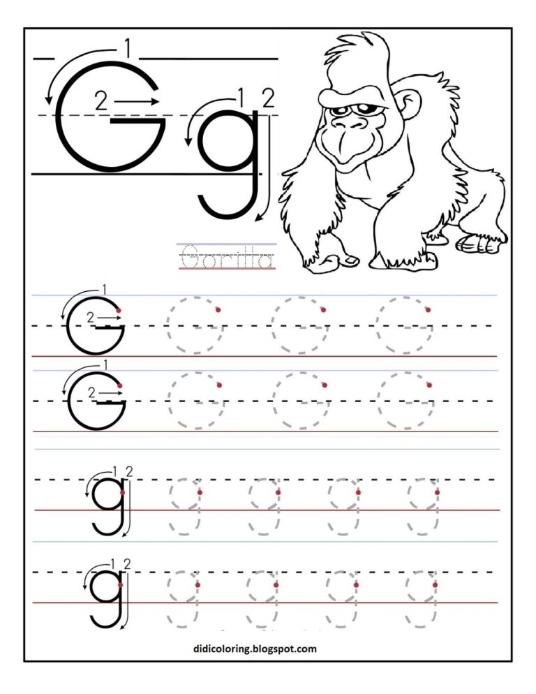 Printable Letter G Worksheet