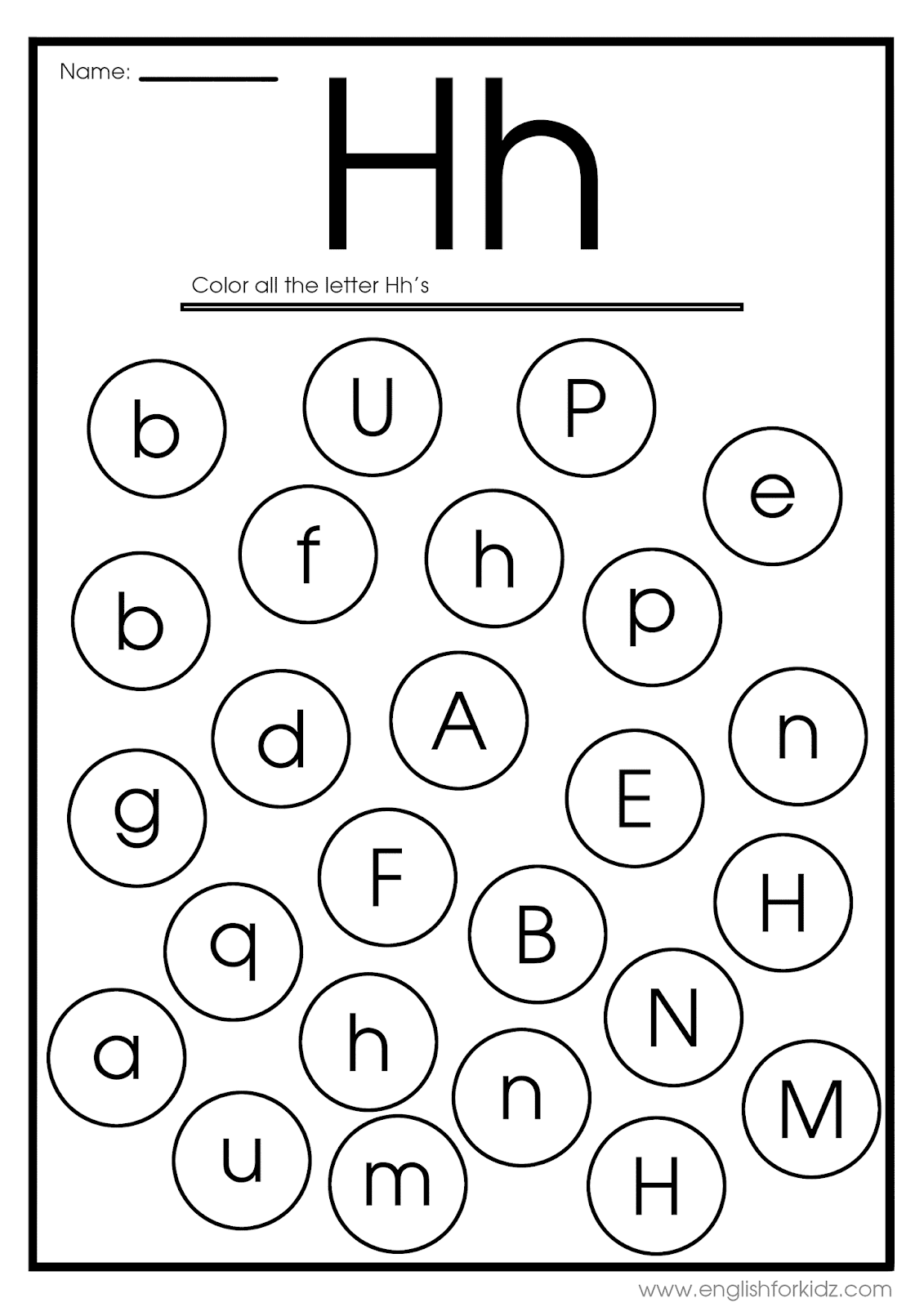 Printable Letter H Worksheets