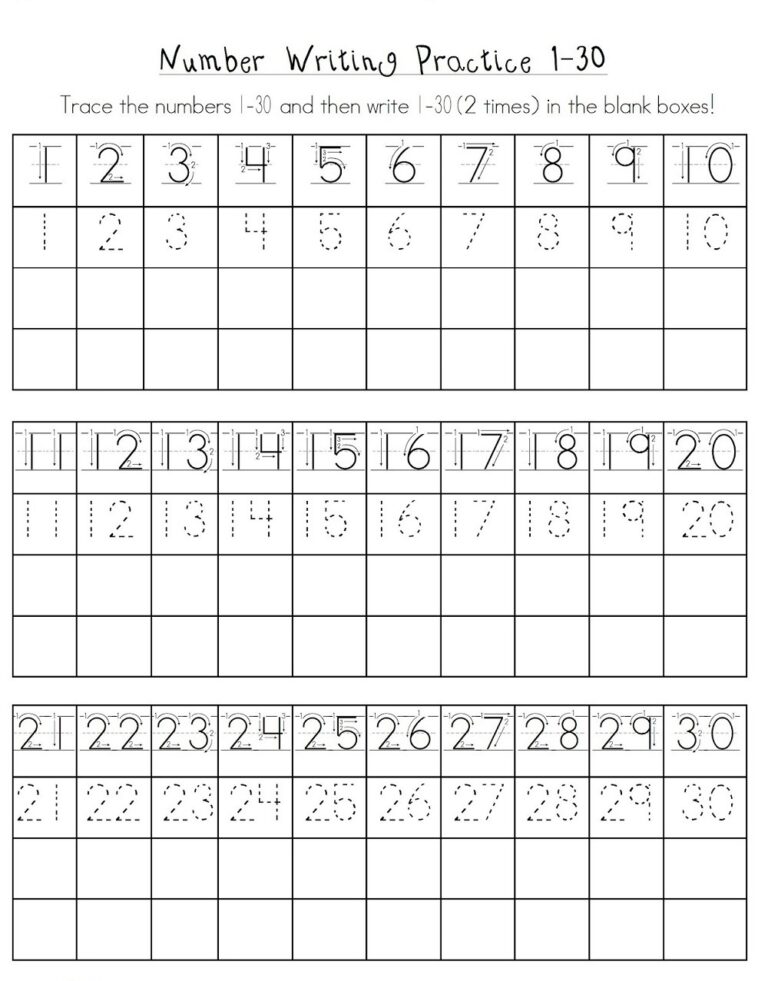 Printable Number Worksheets For Kindergarten